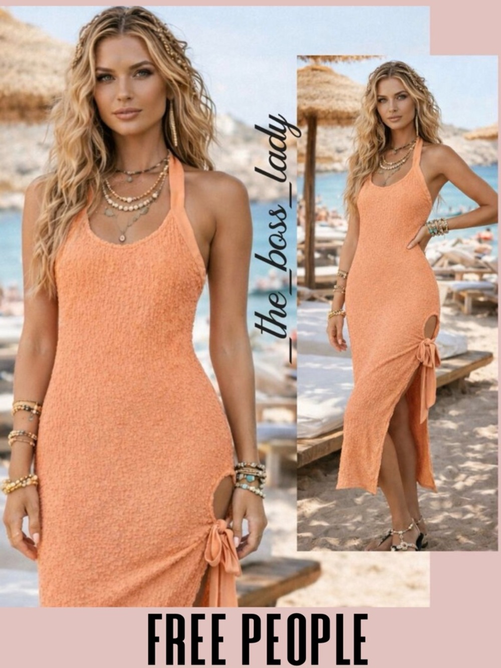Free People Free-est midi dress side slit cutout stretchy Medium